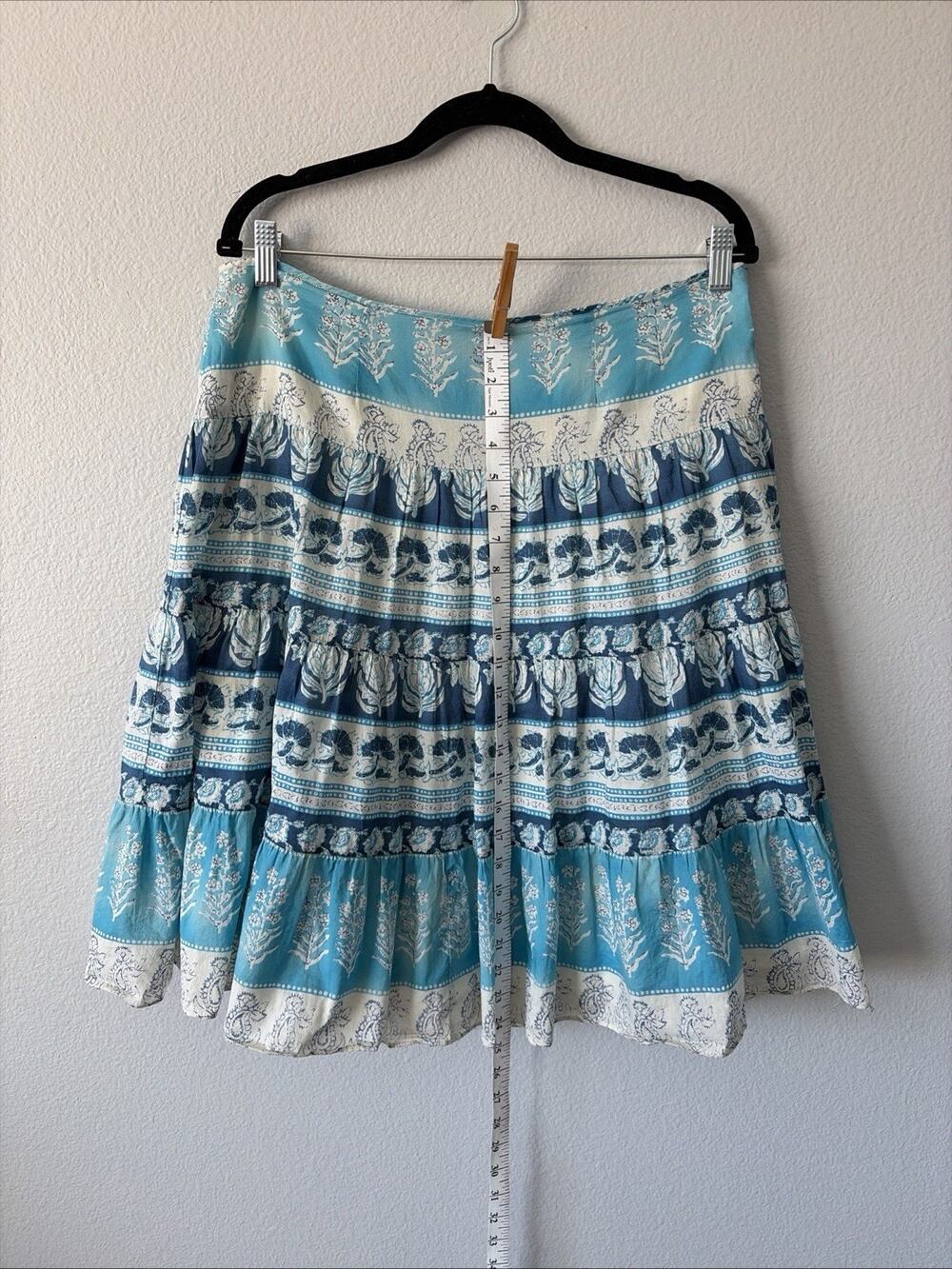 Chaps Denim Skirt Cotton Navy/Turquoise/White Knee Length A-lined Skirt Size 10